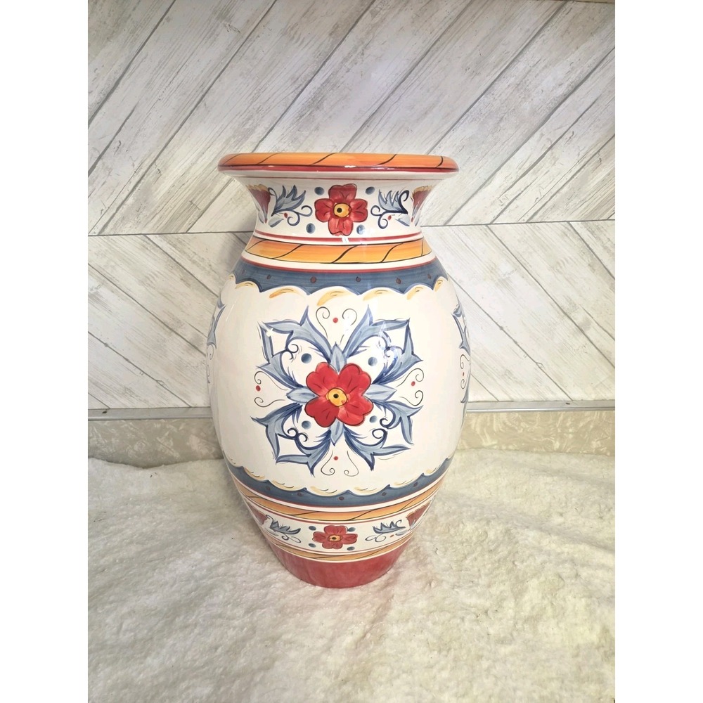 Tabletops Gallery Italiano HandPainted Vase 16-1/4"x10" Excellent Used Condition